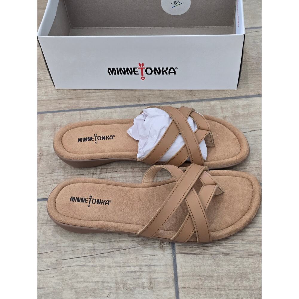 Minnetonka New Sunny Thong Sandals Flip flops size 10 Leather - Picture 2 of 7